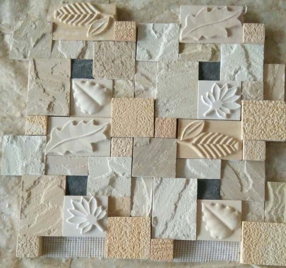 CNC Leaf Stone Mosaic Tiles for Interior Home decor